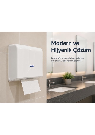 Lexroo Z-fold Kağıt Havlu Dispenseri, Beyaz Plastik Duvara Monte Z Katlı Kağıt Havlu Aparatı