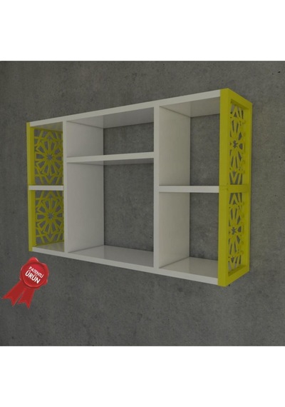 Terek Dekoratif Duvar Rafı Sarı