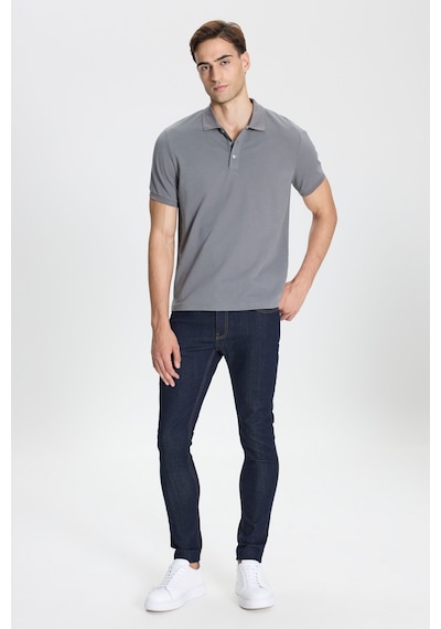 Ac&Co / Altınyıldız Classics Erkek Grı-grı Pamuklu Slim Fit Dar Kesim Polo Yaka Tişört