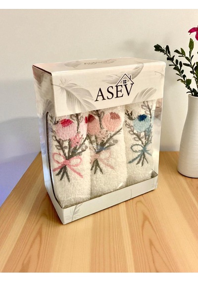 30x50 Cm 3lü Mutfak Havlusu El Havlusu Yüz Havlusu Seti Açık Krem