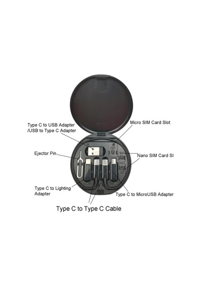 60w Çok Fonksiyonlu Usb Veri Şarj Kablosu Seti - Type-c Micro Usb Lightning Adaptörlü