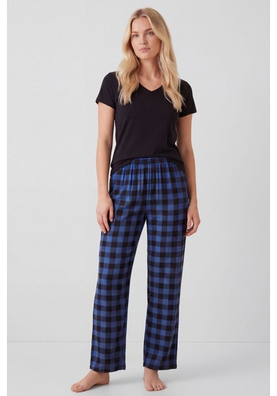 Türen Kadın Ekoseli Pijama Takımı T3618/mavi Çok renkli