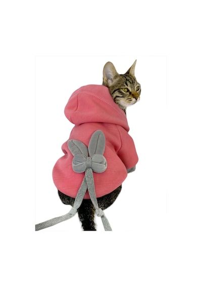 Pinky Rabbit Sweatshirt Kapşonlu Kedi Kıyafeti Kedi Sweatshirt