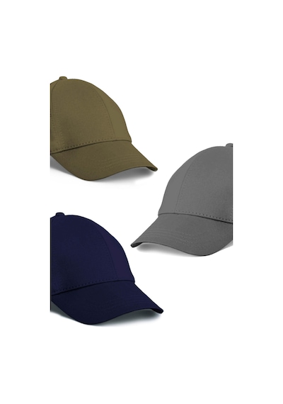 Unisex 3'lü Set Haki,lacivert Ve Gri Renk Beyzbol Şapka - Unisex Çok Renkli