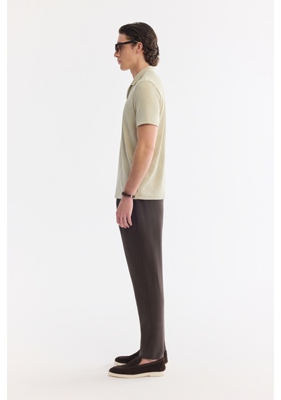 Avva Erkek Bej Apaj Yaka Kolay Ütülenen Elastan Regular Fit T-shirt A61y1156
