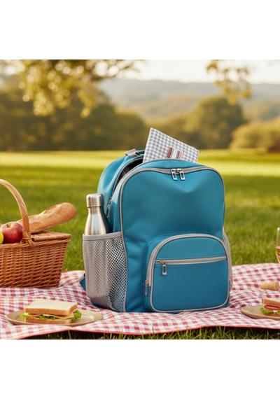 Termal Piknik Sırt Çantası 20 Lt İzolasyonlu Bölmeli Outdoor & Kamp Çantası-309 Mavi