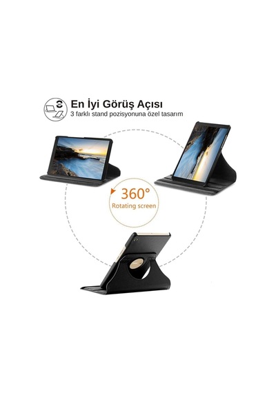 Samsung Galaxy Tab A8 10.5 X200 / X205 Uyumlu 360 Derece Dönebilen Kılıf+ekran Koruyucu+kalem Set Kapaklı Kılıf