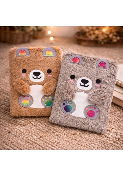 Sevimli Peluş Çizgili Defter
