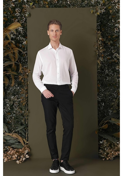 Efor Gk 709 Slim Fit Beyaz 1 Klasik Gömlek Beyaz