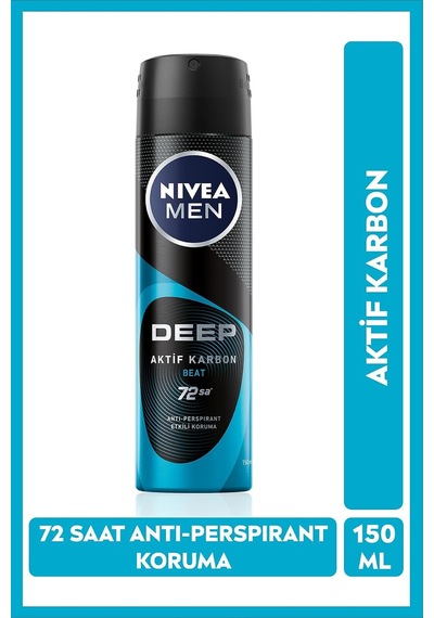 Men Erkek Sprey Deodorant Deep Aktif Karbon 150ml Ve Fresh Active Mini Roll-on 25ml, Anti-perspirant