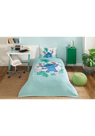 Özdilek Stitch Summer Tek Kişilik Disney Lisanslı Lastikli Çarşaf Çocuk Nevresim Takımı Çok Renkli