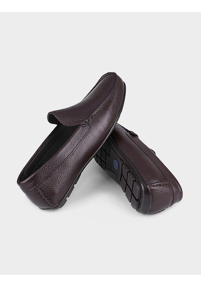 Kauçuk Tabanlı Hakiki Deri Kahverengi Erkek Loafer Kahverengi