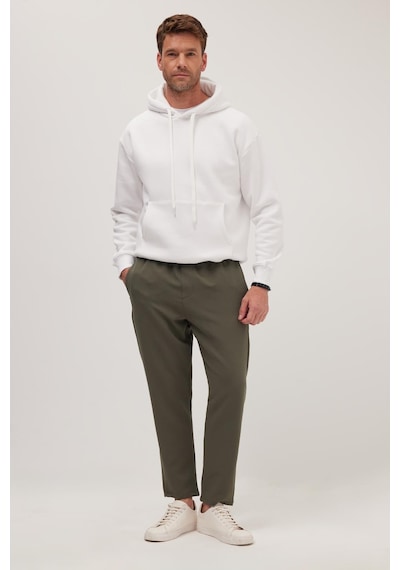 Tudors Erkek Regular Fit Beli Lastikli Bağcıklı Jogger Haki Pantolon Rahat Kesim Yan Cepli-36900 Haki