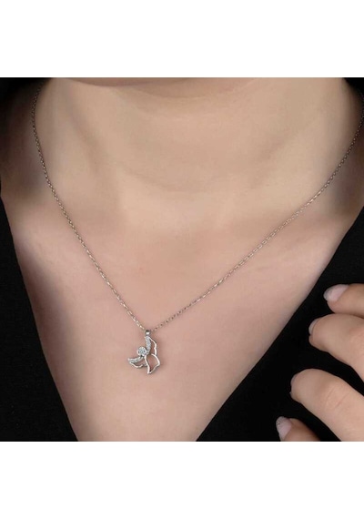 Swarovski Taşlı Gümüş Melek Kadın Kolye (551181396)