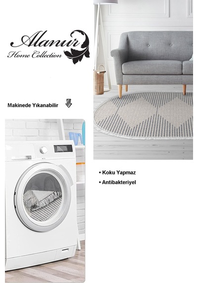 Dekoreko Kaymaz Taban Djt Salon Halısı Trend Saçaklı Oval Iskandinav F5085 lacivert