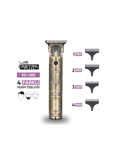 Astra Silver Şarjlı T-bıçak Saç Sakal Tıraş Makinesi Erkek Kişisel Bakım Rd-085 3 Saat