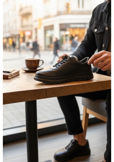Enoch Hakiki Deri Kalın Dişli Taban Erkek Sneaker Ayakkabı Ortopedik Taban Kahverengi Enoch Hakiki Deri Kalın Dişli Taban Erkek Sneaker Ayakkabı Ortopedik Taban Kahverengi