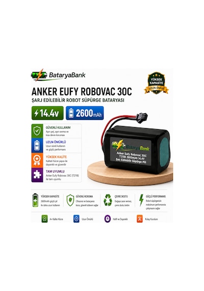 Anker Eufy Robovac 30c T2118 Uyumlu Robot Süpürge Bataryası 14.4v 2600mah Li-ion Şarj Edilebilir Pil
