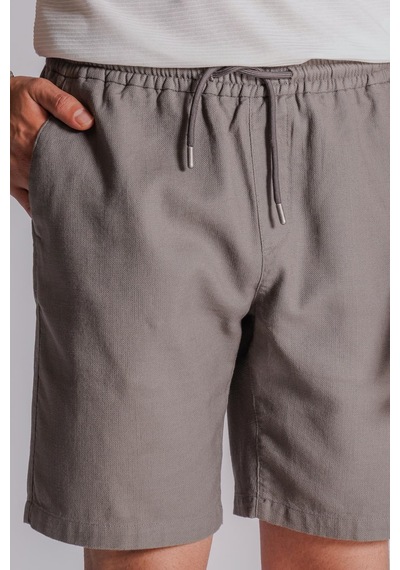 Braccas Erkek Yandan Cepli Beli Lastikli Keten Dokulu Relaxed Fit Jogger Şort Haki Haki