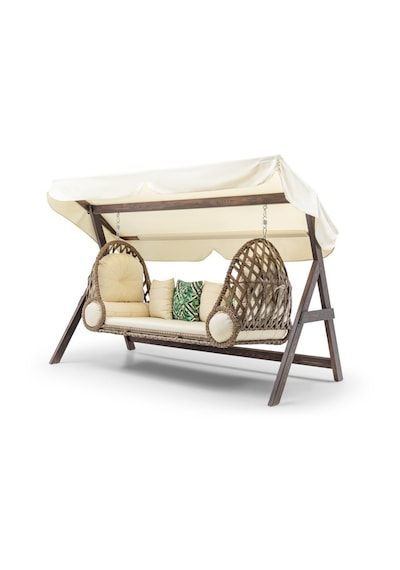 Swing Saltanat Ahşap Rattan Salıncak Dış Mekan Bahçe Balkon Ve Teras Salıncağı Krem Ceviz Swing Saltanat Ahşap Rattan Salıncak Dış Mekan Bahçe Balkon Ve Teras Salıncağı Krem Ceviz