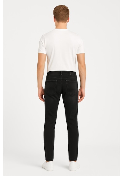 Erkek Slim Fit Dar Paça Esnek Likralı Denim Jeans Kot Pantolon - 7410 Siyah