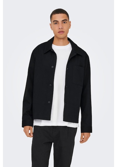 Only & Sons Onsmıro Erkek Overshirt Gömlek Regular Fit Günlük Rahat Siyah