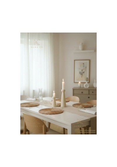 2 Lü Şamdan Biblo Luxury Set Dekoratif Obje Minimalist Ev Aksesuarı Şamdan Bej
