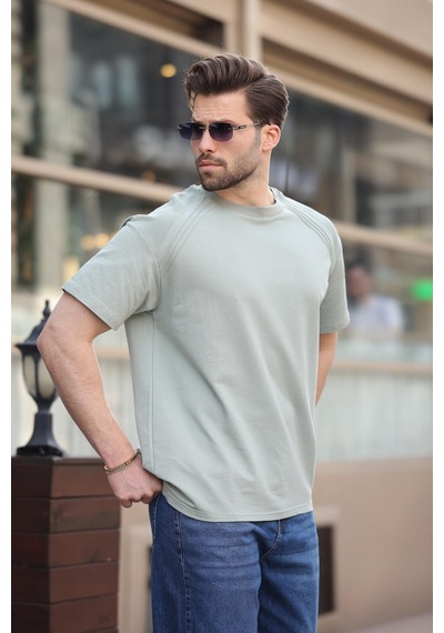 Madmext Mint Yeşili Bisiklet Yaka Basic Erkek T-shirt E7138 Mint Yeşili