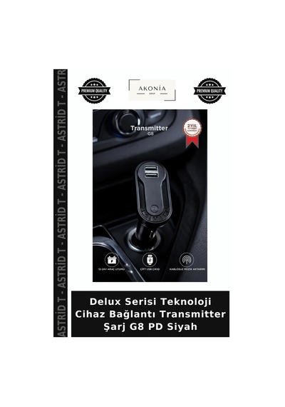 Delux Serisi Teknoloji Cihaz Bağlantı Transmitter Şarj G8 Pd Siyah