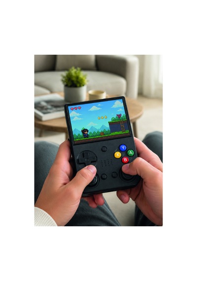 3.5 İnç Ips Ekran Retro Oyun Konsolu 64gb Dahili Hafıza Çift Analog Joystick Taşınabilir El Konsolu Renkli
