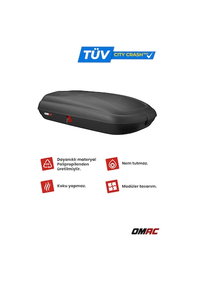 Omac Araç Üstü Port Bagaj 320l Tüv & Gs Sertifikalı Karbon Görünüm Kilitlenebilir  Hazır
