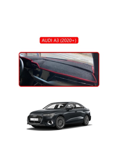 Audi A3 2020+ Torpido Koruma Halısı Kırmızı Kenar