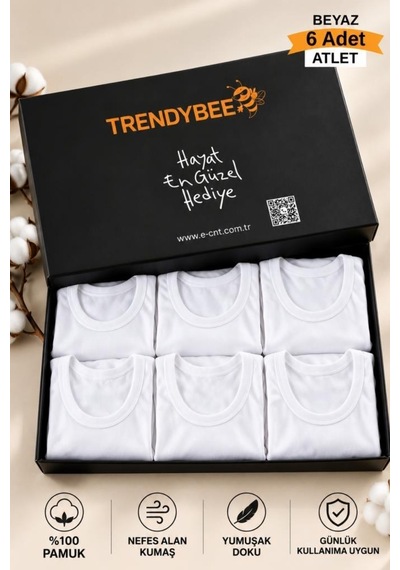 Trendybee Erkek Beyaz Atlet 6'lı Paket Pamuklu Rahat Kesim Özel Kutusunda Ekonomik Trendybee Erkek Beyaz Atlet 6'lı Paket Pamuklu Rahat Kesim Özel Kutusunda Ekonomik