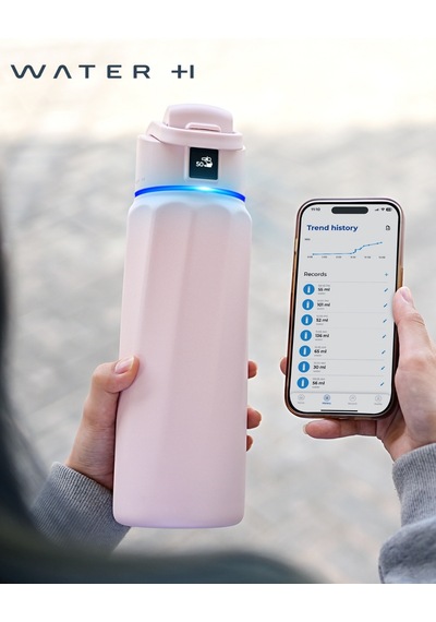 Waterh Boost Akıllı Termos Hidrasyon Takibi Yapan, Yalıtımlı 0,71l / 24oz Akıllı Şişe Açık Pembe