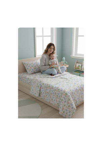 Bambu Müslin Karışımı Dinozor Desenli Bebek Nevresim Takımı 4 Lü Set Ekru - 793086240 Ekru