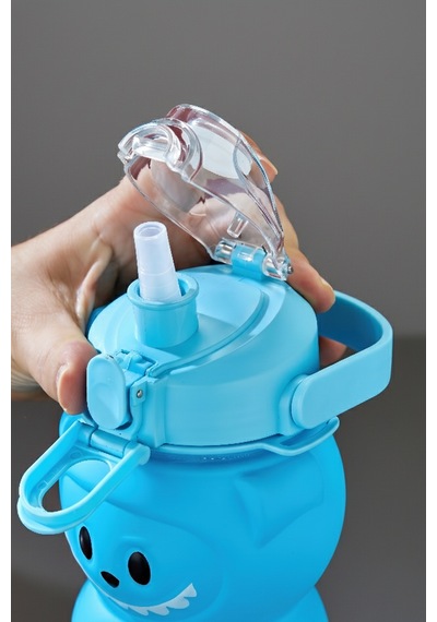 Labubu Suluk - 1000 Ml Taşınabilir Kulplu, Pipetli, Bpa Sız, Kilitli Ve Sızdırmaz Kapak - Mavi MAvi