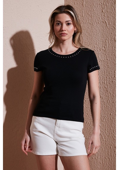 Fashion Friends Bayan T Shirt 25y0523k1 Siyah Siyah