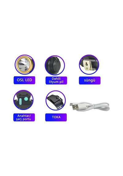 Şarjli Baret Lambasi Osl Led Wt-065 Çok Renkli