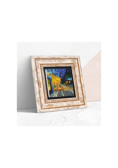 Lexroo Van Gogh Kafe Terasta Gece Taş Duvar Tablosu - Çerçeveli Taş Tablo - Dekoratif Duvar Sanatı