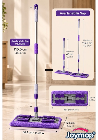 1 Adet Yedek Bez Fayans Duvar Yüzey Cam Mikrofiber Mandallı Mop