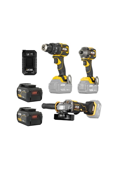 Kömürsüz Darbeli Matkap 75 Nm + Kömürsüz Darbeli Vidalama 230 Nm + Kömürsüz Avuç Taşlama 125 Mm 18v - 2 X 5.0 Ah Li-ion Batarya