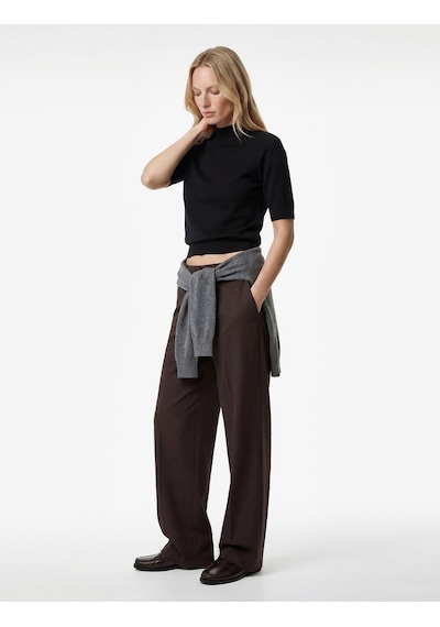 Koton Beli Bağcıklı Bağlamalı Cepli Düz Geniş Paça Kumaş Pantolon Bordo 6wak40188pw Bordo