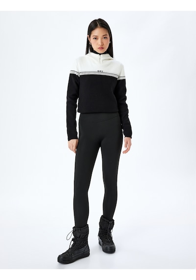 Koton Yüksek Bel Slim Fit Spor Tayt Siyah 5wak40325nk