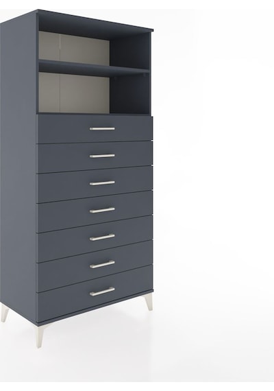 Hyperion Dolap 2 Raflı 7 Çekmeceli 88x44x182 Antrasit-antrasit Antrasit