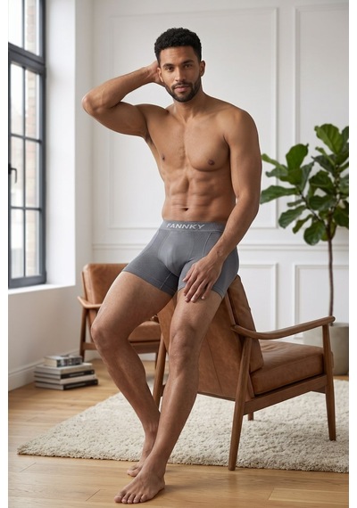 Fit Women Erkek Rahat Esnek Seamless 3 Lü Boxer Kahverengi