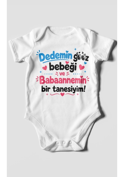 Morivokids Dedeye Ve Babaanneye Özel Kısa Kollu Bebek Body %100 Pamuk Zbn151-kk Beyaz