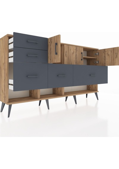 Arges Konsol 3 Raflı 5 Çekmeceli 3 Kapaklı 176x30x99 Çam-çam/antrasit Atlas Çam/antrasıt - Atlas Çam Arges Konsol 3 Raflı 5 Çekmeceli 3 Kapaklı 176x30x99 Çam-çam/antrasit Atlas Çam/antrasıt - Atlas Çam