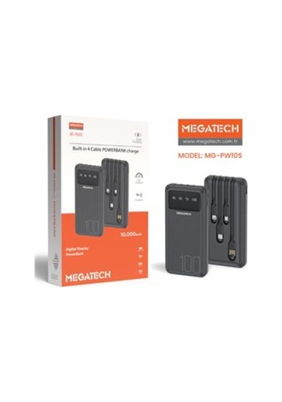 Megatech Mg-pw10s 10.000 Mah Siyah Powerbank Digital Gösterge Hızlı Şarj