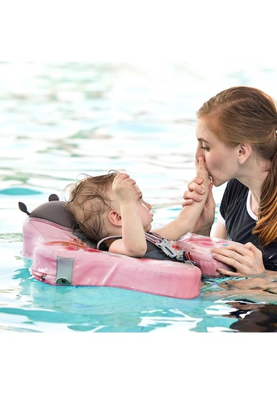 Mambobaby Yüzme Simidi - Pembe Kelebek, Emniyetli, Gölgelikli Ve Ayak Destekli