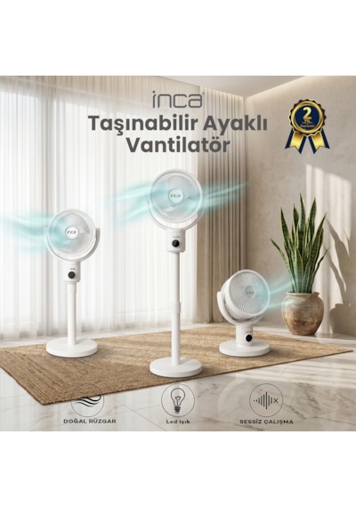 Iaf-01b Şarj Edilebilir Ayaklı Vantilatör 9000 Mah Bldc Sessiz Motorlu Uzaktan Kumandalı Yükseklik Ayarlı Fan